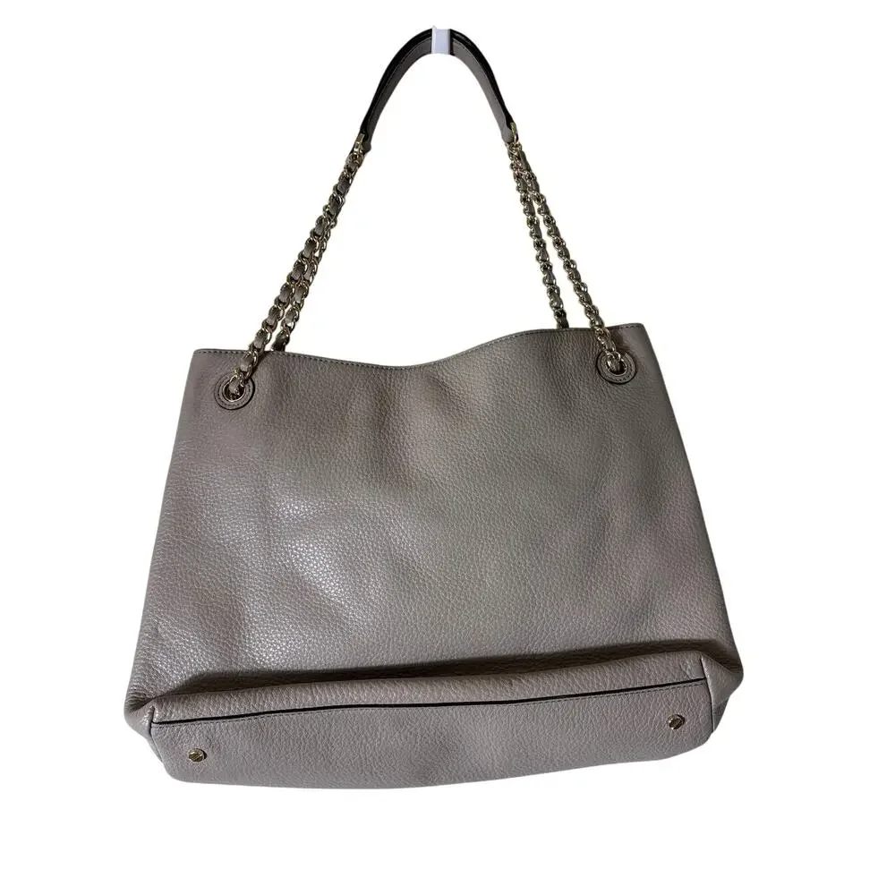 Tory Burch Gray Soft Pebbled Leather Bag Sz 13